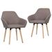 vidaXL Dining Chairs 2 Pcs Upholstered Arm Chair with Solid Wood Legs Fabric - 24.4" x 21.3" x 32.9"