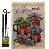 Breeze Decor Welcome Succa Primitive Southwest Impressions 2-Sided Polyester 2 Piece Flag Set in Brown | 18.5 H x 13 W in | Wayfair