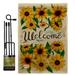 Breeze Decor Welcome Sunflowers Bouquet Spring Floral Impressions Decorative Vertical 2-Sided Polyester 19 x 13 in. Flag Set in Brown | Wayfair