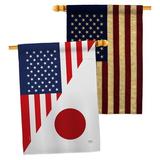 Breeze Decor American Japan Friendship - Impressions Decorative American Applique 2-Sided 40 x 40 in. House Flag in Red/Blue/Yellow | Wayfair