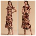 Anthropologie Dresses | Anthropologie Bhldn Thrive Floral Velvet Burnout Wrap Dress Sz S | Color: Cream/Pink | Size: S