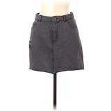 Junk Food Denim Mini Skirt Mini: Gray Solid Bottoms - Women's Size 7