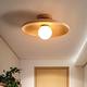 Shallow Bowl Shaped Ceiling Lamp Minimalist Wooden Semi Flush Mount Light 1 Bulb Ceiling Light for Corridor Hallway, Wood Color