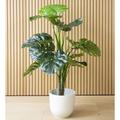 Plantificial 3ft Artificial Monstera Plant With Plastic Planter Pot, Artificial Cheese Plant, Fake Monstera Plant For Home Decor Office Decoration - 70W x 100H cm