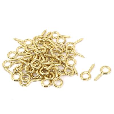 Jewelry Garden Vine Wire 3.5mm Thread Dia Eyelet Screw Eye Hook Gold Tone 50pcs - Gold Tone