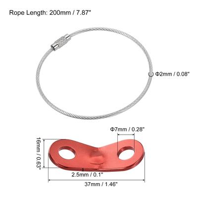 Aluminum Rope Tensioner w Steel Ring 7mm Dia 2 Hole Tent Cord 5in 1set