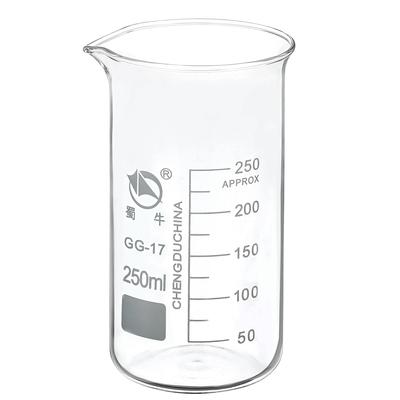 250ml Tall Form Glass Beaker, 3.3 Borosilicate Graduated Lab Measuring Cups - Clear