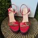 Gucci Shoes | Gucci Marmont Double G Red Leather Platform, Size 40 | Color: Red | Size: 40eu