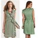 Kate Spade Dresses | Kate Spade Aubrey Green Navy Silk Ruffled Neck Belted Wrap Dress | Color: Green | Size: 00