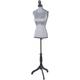 Buste de couture féminin sur pieds hauteur régable mannequin femme déco vitrine gris velours - gris