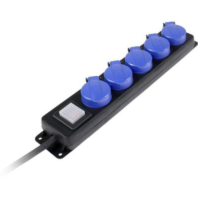 As Schwabe 38605 Steckdosenleiste mit Schalter 5fach Schwarz, Blau Schutzkontakt 1 St. Image
