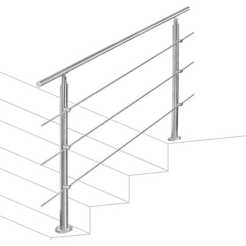 Treppengeländer 80cm 3 Querstreben Edelstahl Geländer und Handläufe Balkongeländer Aufmontage