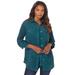 Plus Size Women's Faux Suede Big Shirt by Roaman's in Midnight Teal (Size 36 W) Button Down