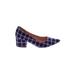J.Crew Heels: Slip-on Chunky Heel Casual Blue Print Shoes - Women's Size 6 - Closed Toe