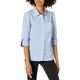 Tommy Hilfiger Damen Rolllaschen, Streifen Hemd mit Button-Down-Kragen, Cornell Blue St, X-Groß