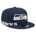 Men's New Era College Navy Seattle Seahawks Side Split 59FIFTY Fitted Hat