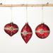 The Twillery Co.® 3 Piece Finial Ornament Set Glass in Red | 3.5 H x 4 W x 4 D in | Wayfair F22056482CED40AEBB66903355F7F01F