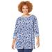 Plus Size Women's Liz&Me® Boatneck Top by Liz&Me in Ivory Floral Stripe (Size 2X)