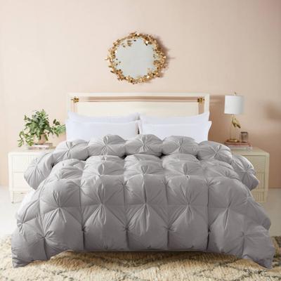 Pintuck Stitch White Duck Down Comforter by St. James Home in Gray (Size KING)