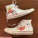 Converse Shoes | Custom Art White Converse Womens 9 Elmo Angry Cat Sponge Bob | Color: White | Size: 9