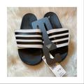 Adidas Shoes | Adidas Adilette Comfort Adjustable Slides Sandals - Nwt - Men’s 10 - Black | Color: Black/White | Size: 10