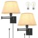Latitude Run® Dimmable Wall Sconce Plug In, Wall Sconces Set Of Two Dimmable Swing Arm Wall Lights w/ Plug In Cord & On/Off Rotary Switch | Wayfair