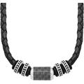 Herren Collier mit Beads, Leder/Edelstahl