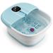 Costway Folding Foot Spa Basin with Heat Bubble Roller Massage Temp and Time Set-Light Blue