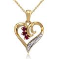 Gemondo 9ct Yellow Gold Round Ruby & Diamond Heart Pendant