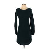 Ann Taylor LOFT Casual Dress - Shift: Teal Chevron/Herringbone Dresses - Women's Size X-Small