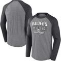 Men's Fanatics Branded Heathered Gray/Heathered Charcoal Las Vegas Raiders Weekend Casual Raglan Tri-Blend Long Sleeve T-Shirt