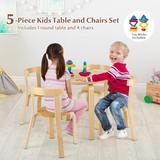 Gymax 5-Piece Kids Wooden Curved Back Activity Table & Chair Set w/Toy