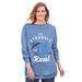 Plus Size Women's Disney Long-Sleeve Fleece Sweatshirt French Blue Eeyore by Disney in Navy Eeyore (Size 1X)