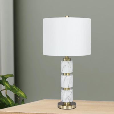 27" White Resin & Metal Table Lamp by Martin Richard in White Marble