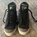 Nike Shoes | Nike Hightops- Men Size 10. Black Laces, Green Stitching Detail. Worn Once. | Color: Black/Gray | Size: 10