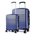 Kono Luggage Set of 2 PCS Lightweight ABS Hard Shell Trolley Travel Case 20" Carry on Hand Cabin Suitcase + 28" Large Hold Check in Luggage with TSA Lock Spinner Wheels (Navy)