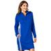 Vevo Active Women's Long-Sleeved Track Dress (Size S) Cobalt/White, Cotton,Polyester
