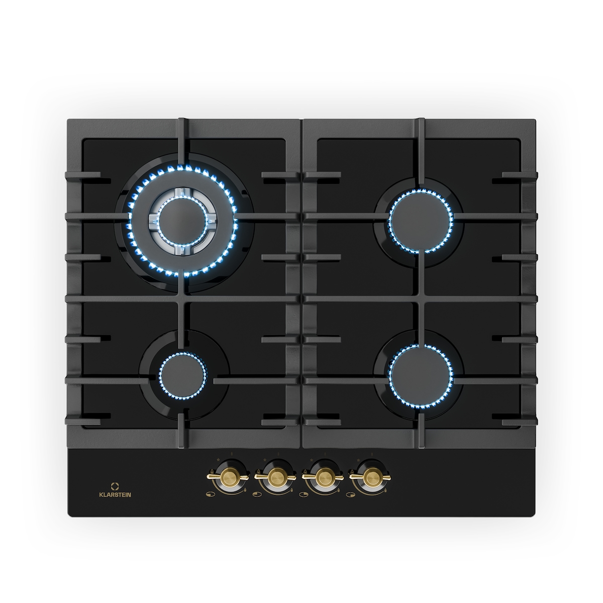 Klarstein Victoria 4 Zonen Gaskochfeld 4-flammig Sabaf-Brenner Glaskeramik Schwarz Image