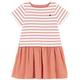 Petit Bateau - Kurzarm-Kleid Bibibus In Marshmallow/Papaye, Gr.104