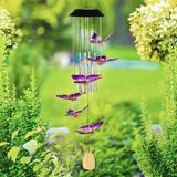 Exhart Solar Butterfly Wind Chime w/ Color Changing LED lights, 5 by 26 Inches Resin/Plastic/Metal in Indigo | 26.5 H x 5 W x 5 D in | Wayfair