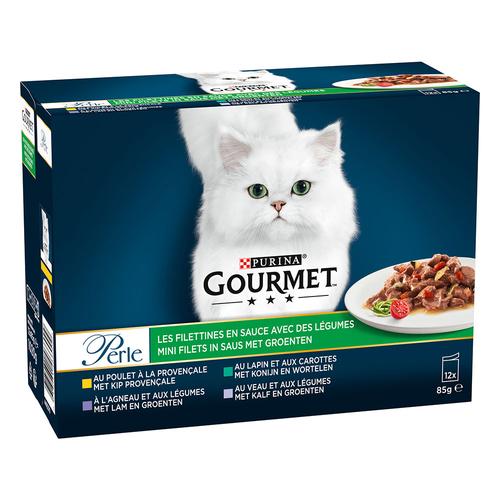 24x 85g Gourmet Perle Erlesene Streifen mit Gemüse Katzenfutter nass