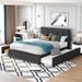 Elegant Design Queen Size Upholstered Platform Bed with 2 Drawers & Twin XL Trundle, No Box Spring Required, Max Load 500LBS