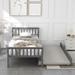 Twin Size Pine Wood Platform Bed with Twin Size Pull-Out Trundle Bed and Headboard