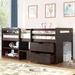 Simple & Stylish Twin Size Wood Loft Bed with 2 Shelves & 2 Drawers & Full-length Guardrail, A Beautiful Piece for Bedroom