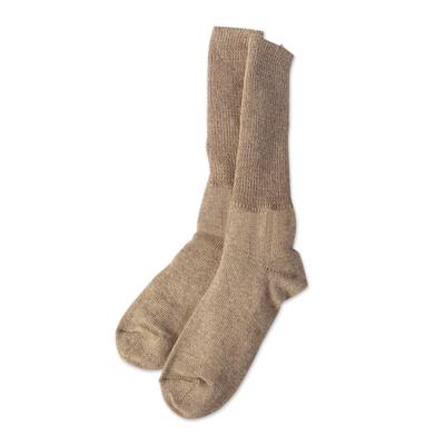 Ecru Comfort,'Ecru Baby Alpaca Blend Socks with Co...