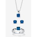 Women's 3-Piece Birthstone .925 Silver Necklace, Earring And Ring Set 18" by PalmBeach Jewelry in September (Size 5)