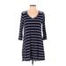 12pm by Mon Ami Casual Dress: Blue Stripes Dresses - Women's Size Small