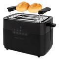 ProfiCook Toaster 2 Scheiben mit Brötchen Aufsatz und extra breitem Toast-Schlitz, Auftaufunktion, 7 einstellbare Bräunungsstufen Edelstahl gleichmäßige Toaster schwarz matt, PC-TA 1244