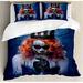 East Urban Home Of Death Scary Body Art Halloween Evil Face Bizarre Make Up Zombie Duvet Cover Set Microfiber in Blue/Orange | Queen | Wayfair