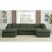 Green/Brown Sectional - Wade Logan® Angadresma 134" Wide Symmetrical Modular Corner Sectional Corduroy, Wood | Wayfair